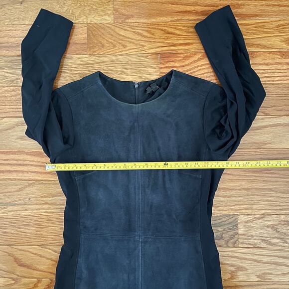 Theory Suede Ponte Side Paneled Midi Length Sheath Dress Womens 8 Navy Casual - Picture 8 of 12